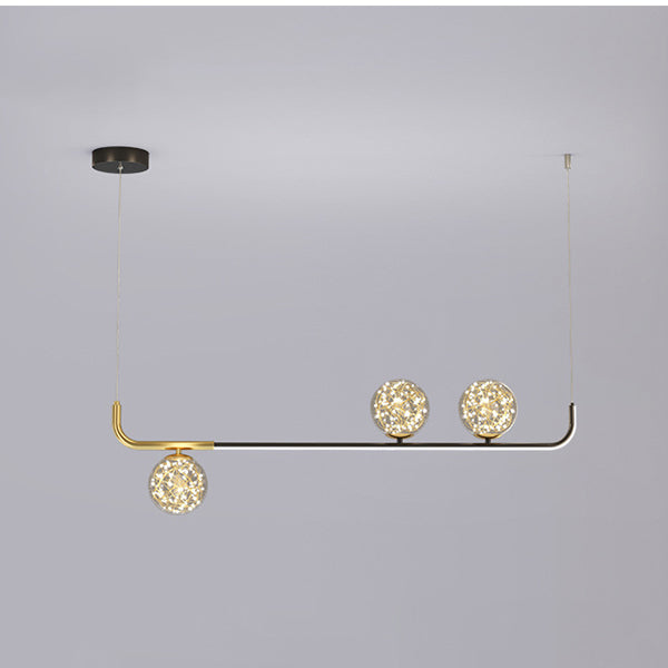 Modern Sphere Island Lighting Glass 4 Light Island Pendant Lights in Gold