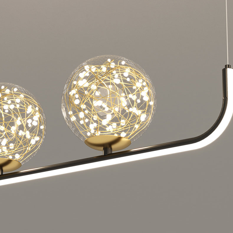 Modern Sphere Island Lighting Glass 4 Light Island Pendant Lights in Gold