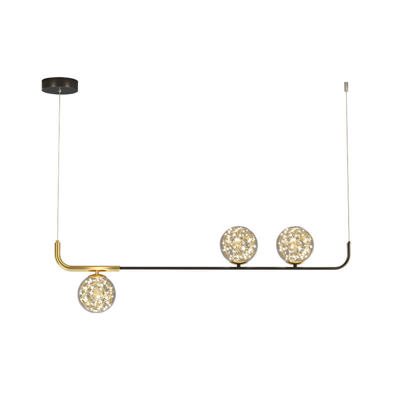Modern Sphere Island Lighting Glass 4 Light Island Pendant Lights in Gold