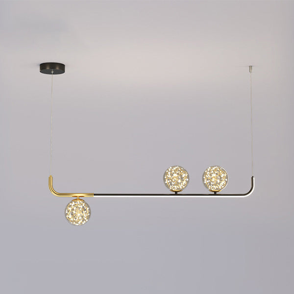 Modern Sphere Island Lighting Glass 4 Light Island Pendant Lights in Gold