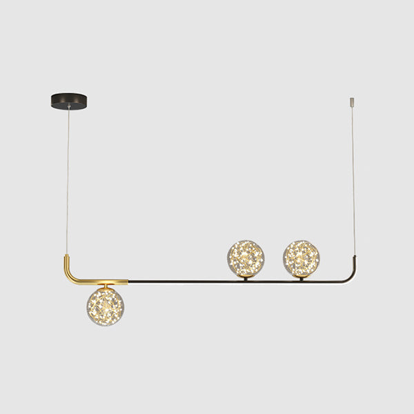 Modern Sphere Island Lighting Glass 4 Light Island Pendant Lights in Gold