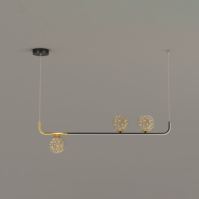 Modern Sphere Island Lighting Glass 4 Light Island Pendant Lights in Gold