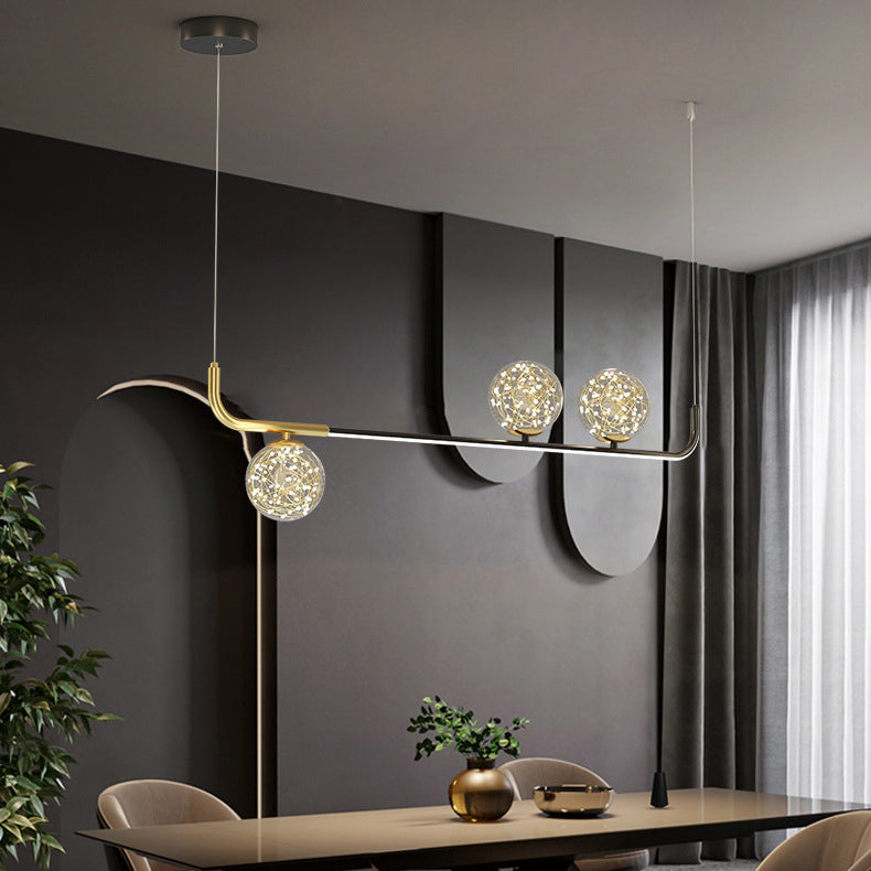 Modern Sphere Island Lighting Glass 4 Light Island Pendant Lights in Gold
