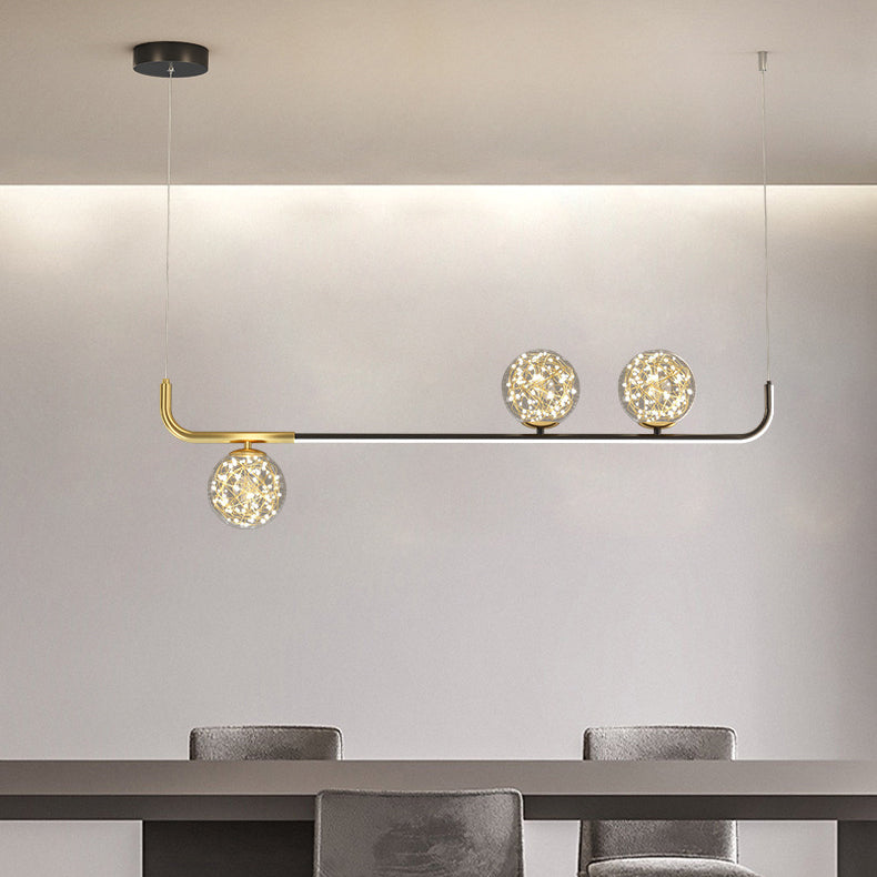 Modern Sphere Island Lighting Glass 4 Light Island Pendant Lights in Gold