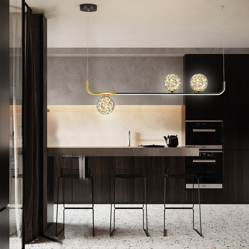 Modern Sphere Island Lighting Glass 4 Light Island Pendant Lights in Gold