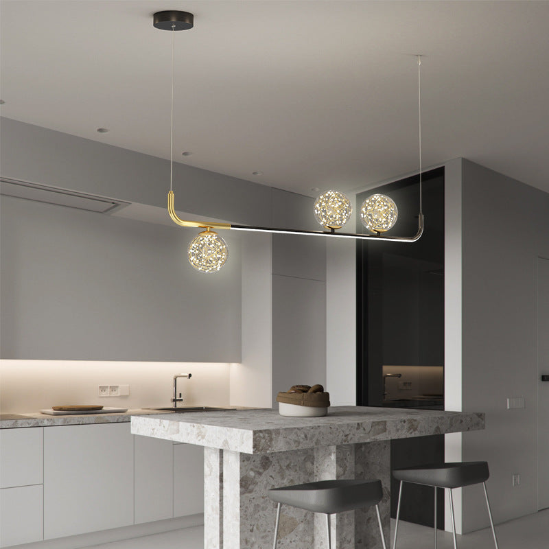 Modern Sphere Island Lighting Glass 4 Light Island Pendant Lights in Gold