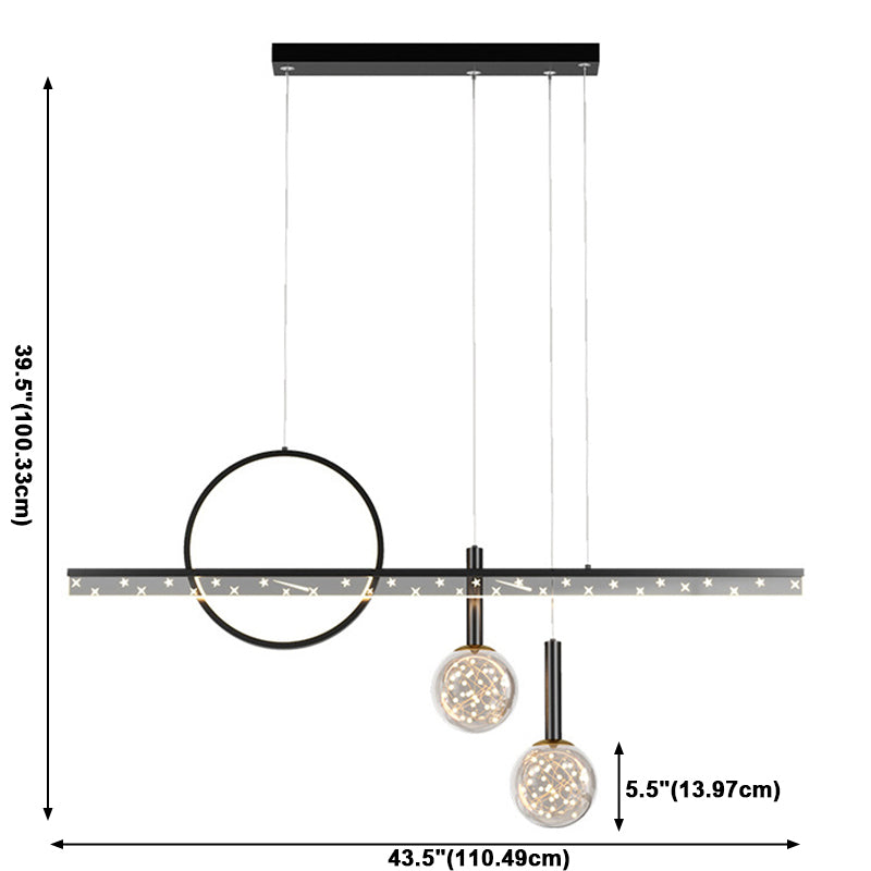 Moderne Kugel Island Beleuchtung Metal 4 Light Island Pendelleuchte in Schwarz
