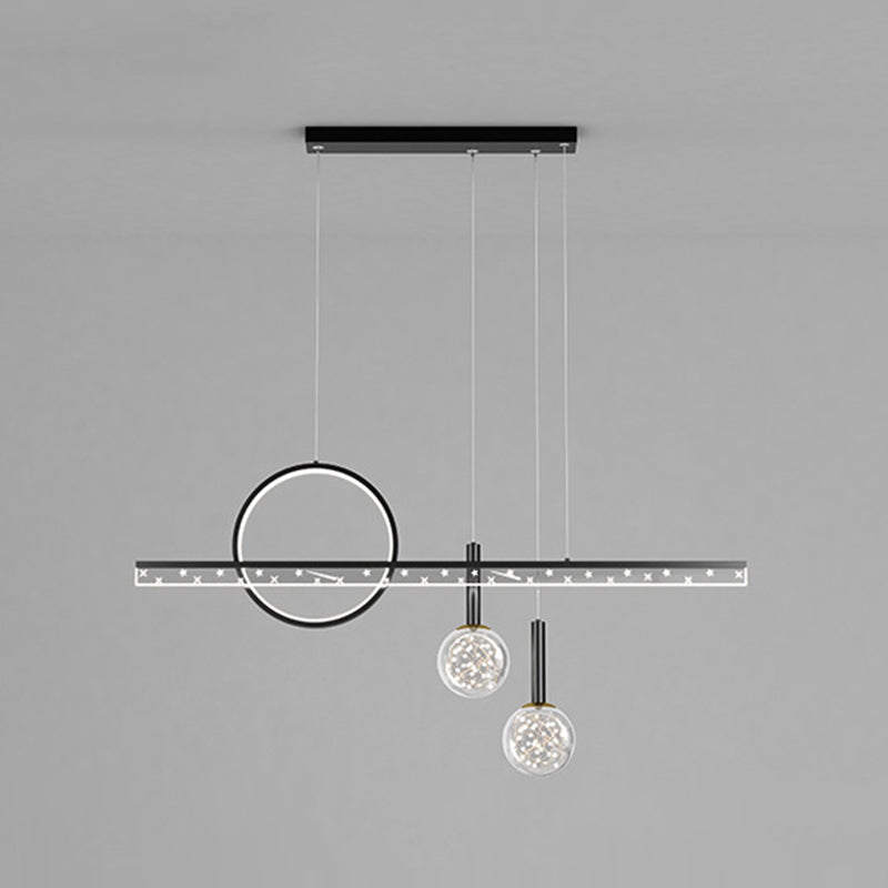 Moderne Kugel Island Beleuchtung Metal 4 Light Island Pendelleuchte in Schwarz