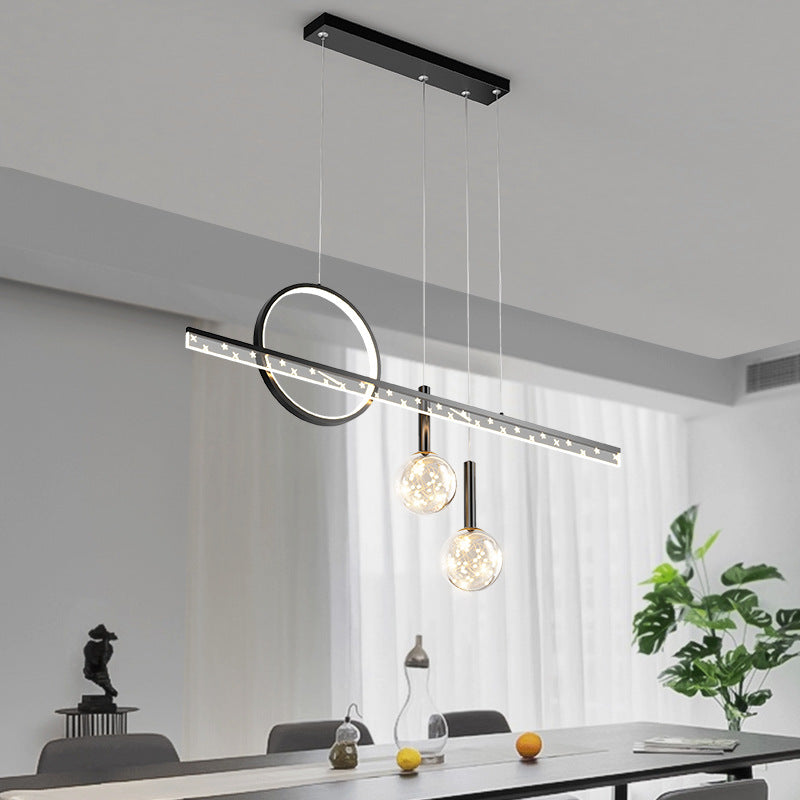 Moderne Kugel Island Beleuchtung Metal 4 Light Island Pendelleuchte in Schwarz