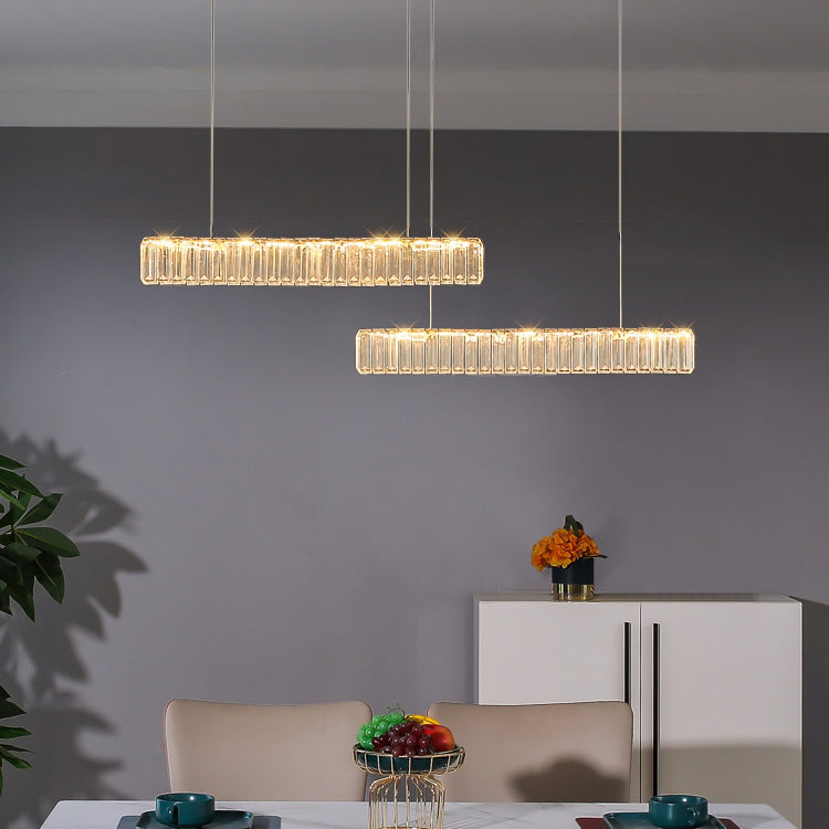 Moderne Kücheninselbeleuchtung linearer Kristall 2 leichte Kronleuchterleuchten