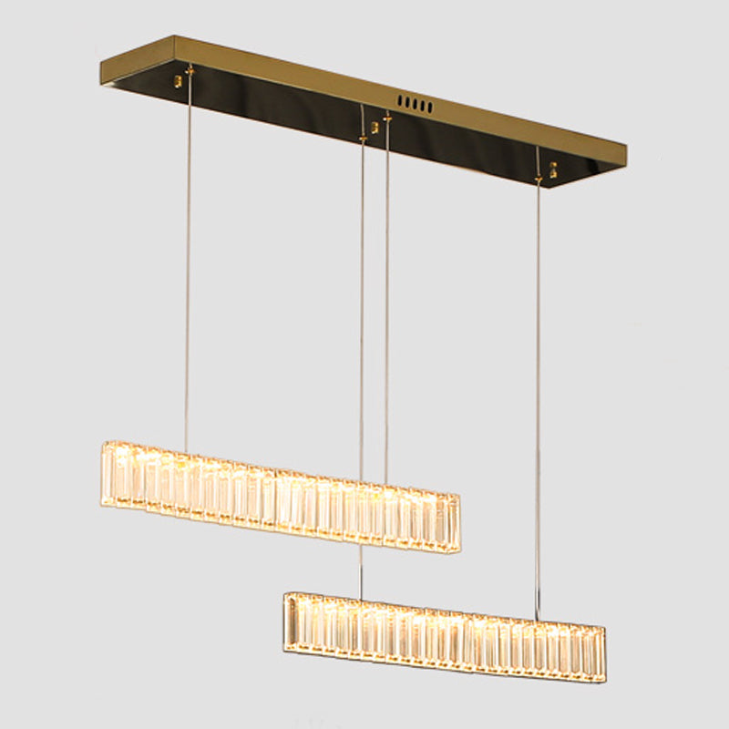 Moderne Kücheninselbeleuchtung linearer Kristall 2 leichte Kronleuchterleuchten