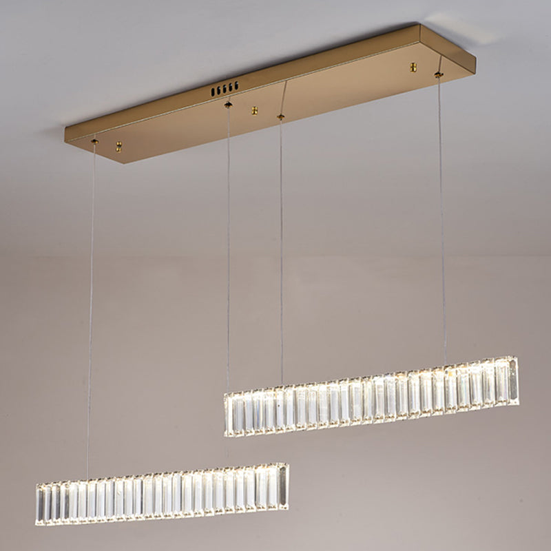 Moderne Kücheninselbeleuchtung linearer Kristall 2 leichte Kronleuchterleuchten