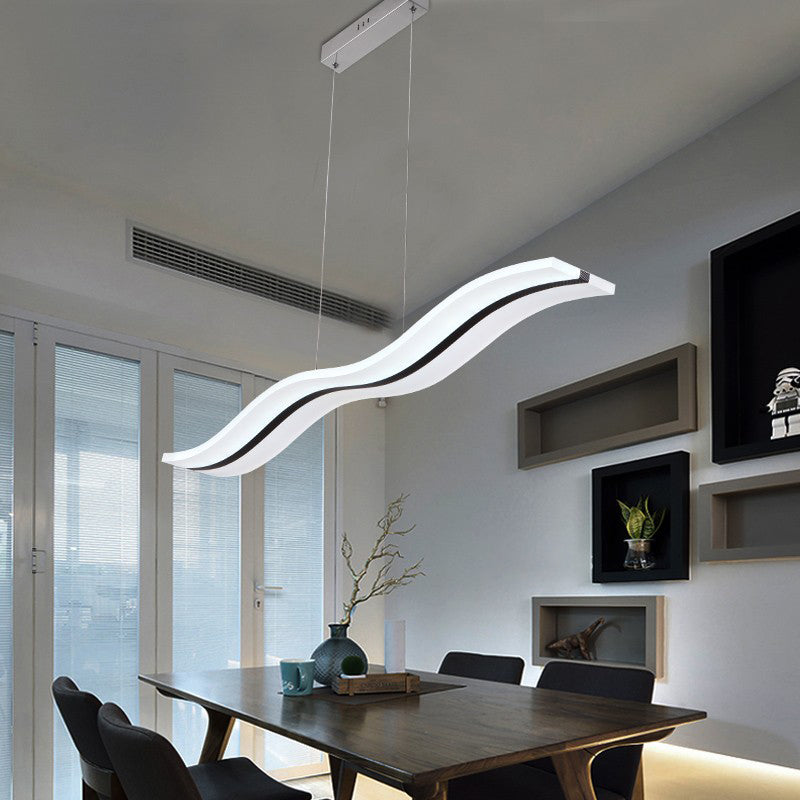Modern Linear Island Lighting Acrylic 1-Light Island Light Fixture in White