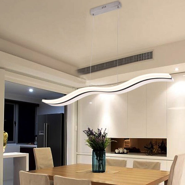 Modern Linear Island Lighting Acrylic 1-Light Island Light Fixture in White