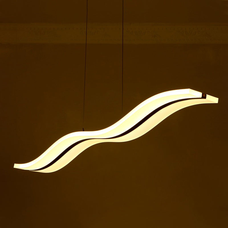 Modern Linear Island Lighting Acrylic 1-Light Island Light Fixture in White