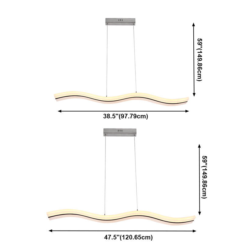 Modern Linear Island Lighting Acrylic 1-Light Island Light Fixture in White