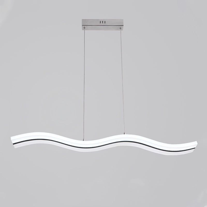 Modern Linear Island Lighting Acrylic 1-Light Island Light Fixture in White