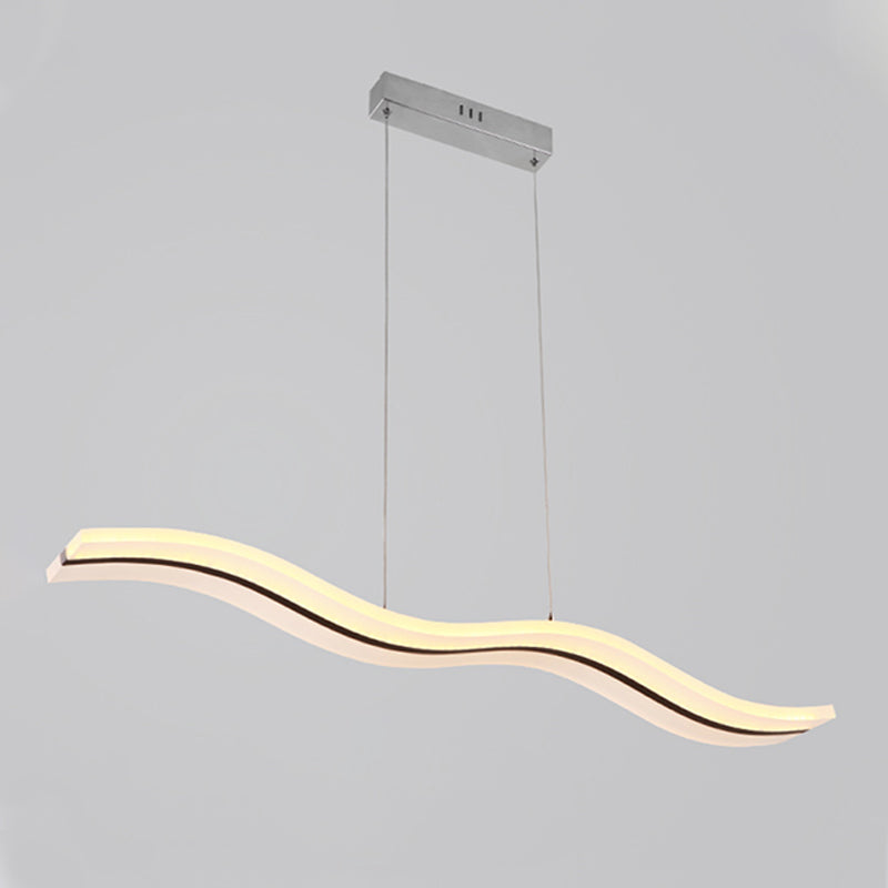 Modern Linear Island Lighting Acrylic 1-Light Island Light Fixture in White