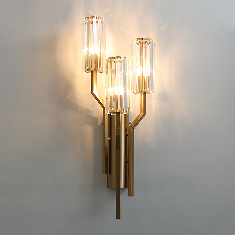 Geometrischer Schatten mehrleicht Wandleuchten Moderner Kristallwandmontageleuchte in Messing
