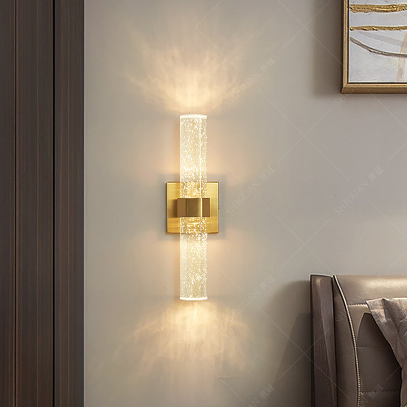 Lineare 2 Leichter Wandleuchten moderner Kristallwandmontageleuchte in Gold