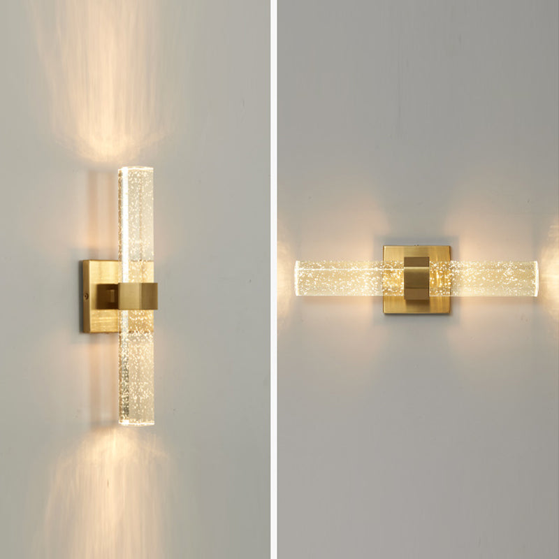 Lineare 2 Leichter Wandleuchten moderner Kristallwandmontageleuchte in Gold