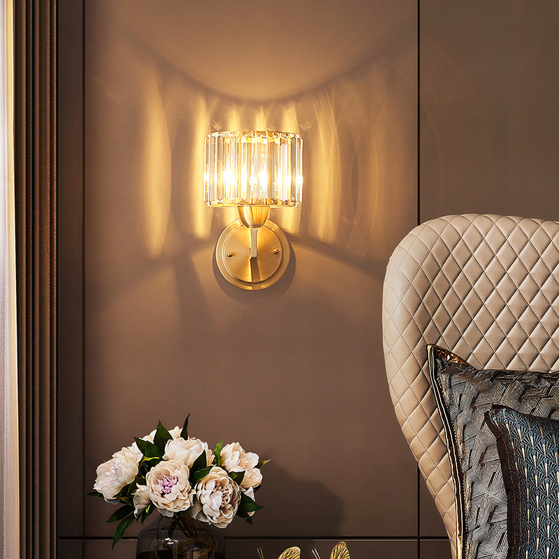 Moderner Stil Geometrischer Schatten Wandleuchte Kristallwandhalterung Leuchte in Gold