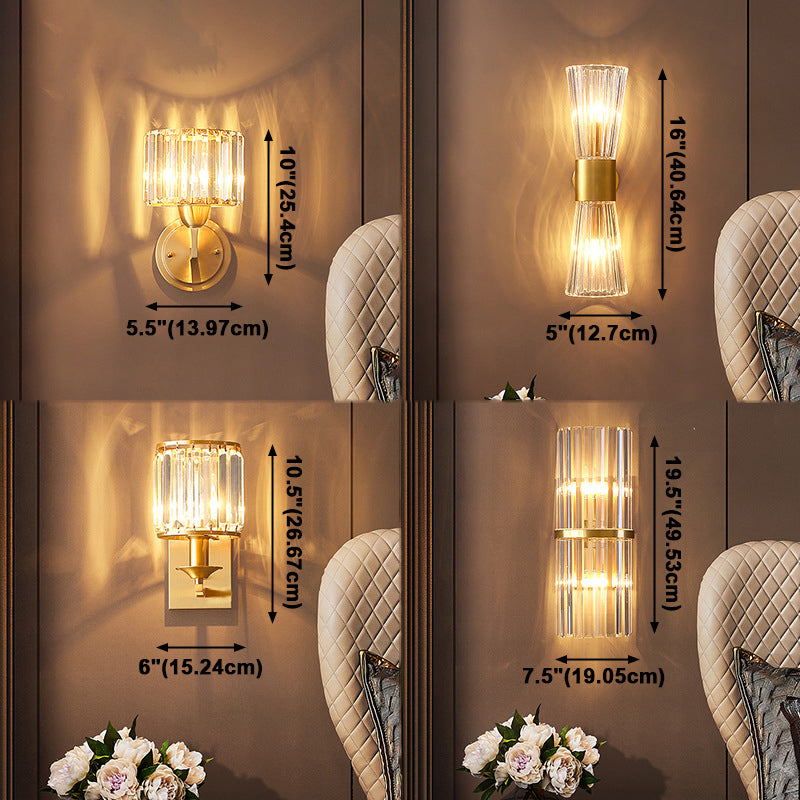 Moderner Stil Geometrischer Schatten Wandleuchte Kristallwandhalterung Leuchte in Gold