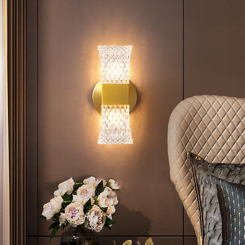 Moderner Stil Geometrischer Schatten Wandleuchte Kristallwandhalterung Leuchte in Gold