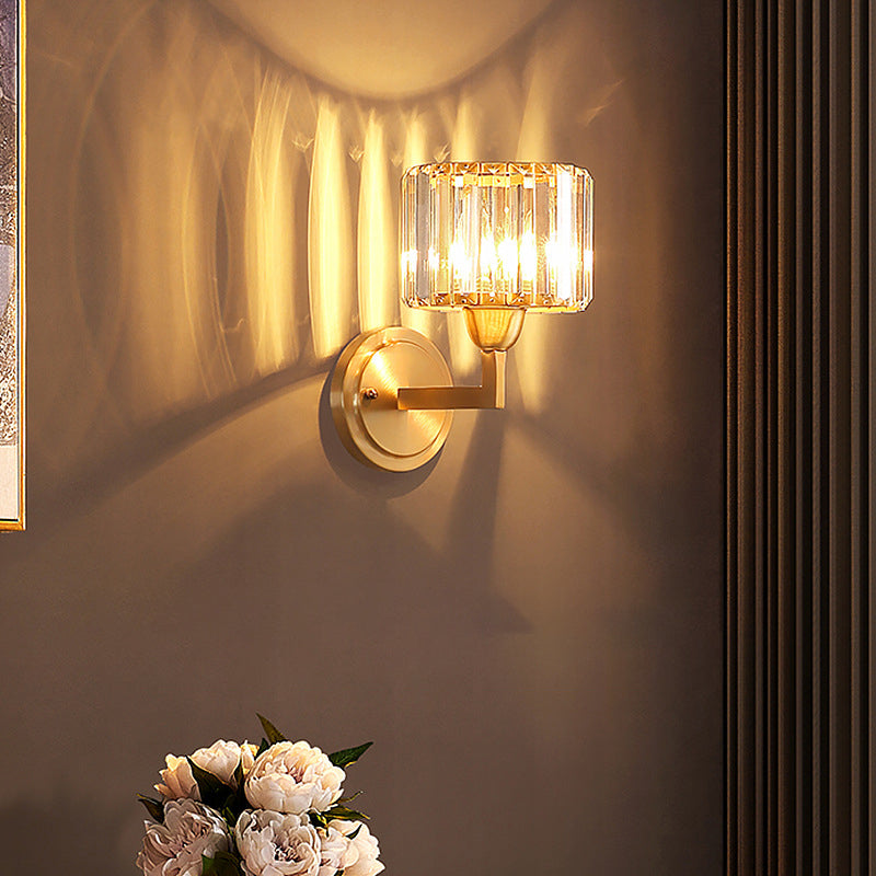 Moderner Stil Geometrischer Schatten Wandleuchte Kristallwandhalterung Leuchte in Gold