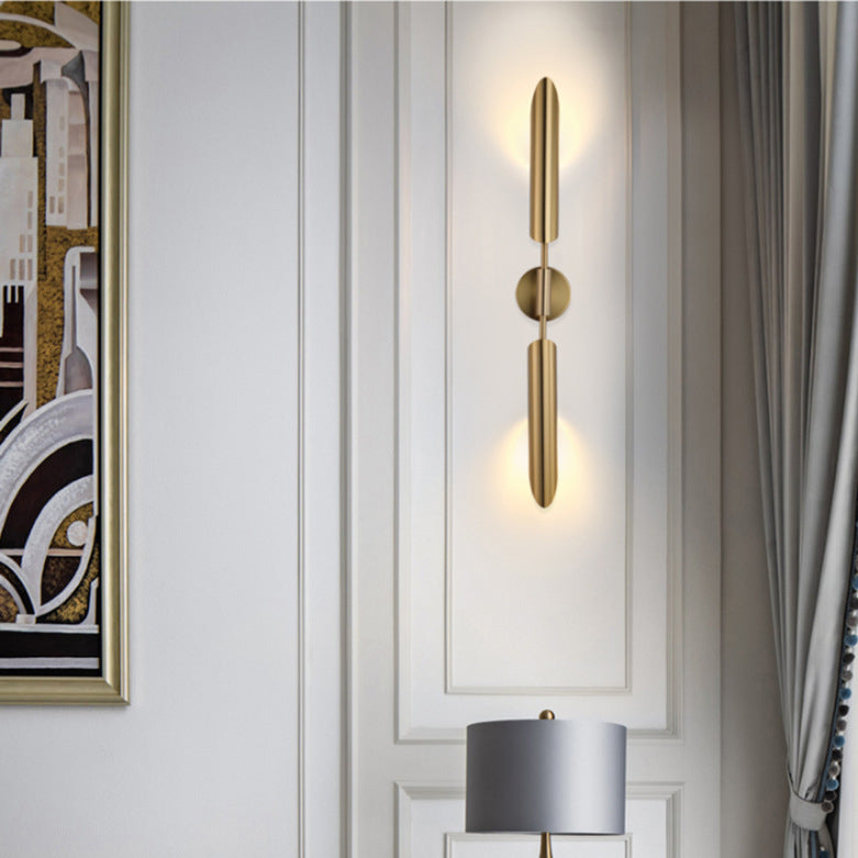Linear Shade Wall Sconce Modern Style Metal Wall Mount Light Fixture in Gold