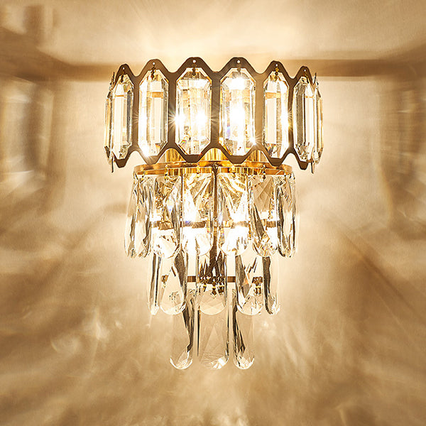 Geometrische Multi-Lights-Wandleuchten Moderner Kristallwandmontageleuchte in Gold