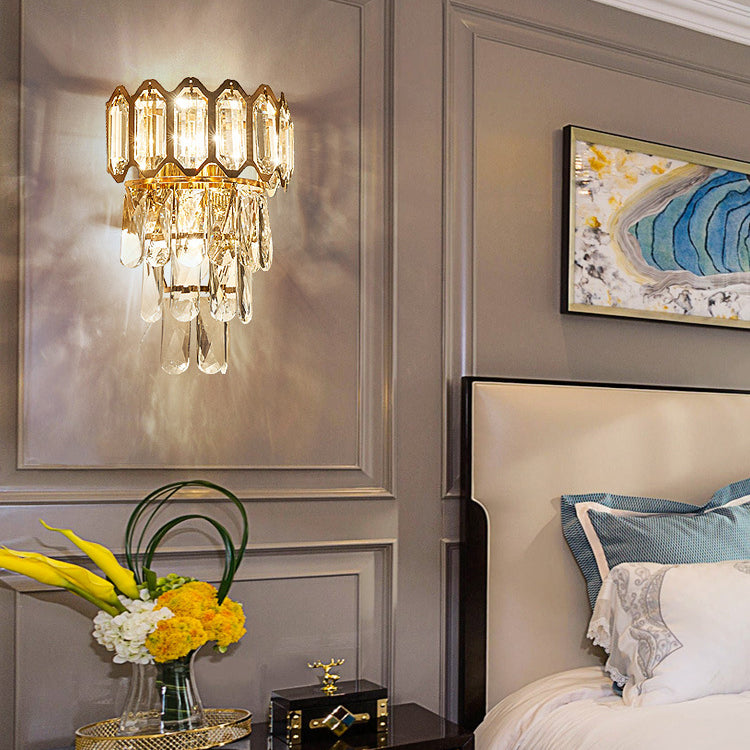 Geometrische Multi-Lights-Wandleuchten Moderner Kristallwandmontageleuchte in Gold