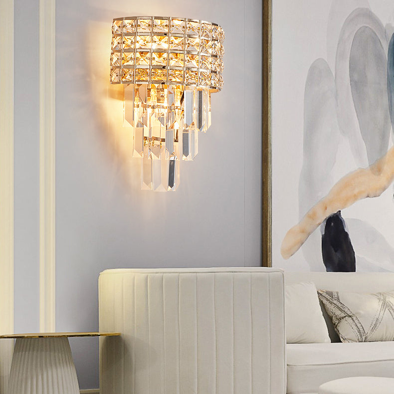 Geometrische Multi-Lights-Wandleuchten Moderner Kristallwandmontageleuchte in Gold