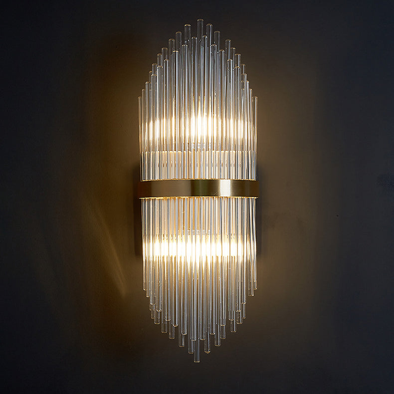 Geometrischer Schatten 2-Lights Wandleuchten Moderner Kristallwandmontageleuchte in Messing