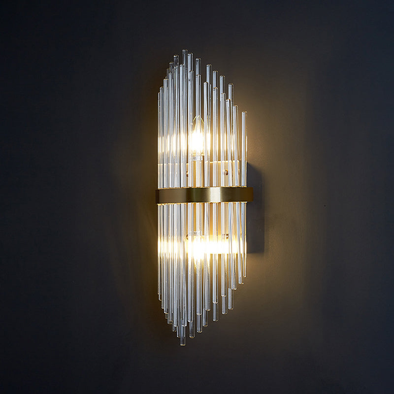 Geometrischer Schatten 2-Lights Wandleuchten Moderner Kristallwandmontageleuchte in Messing