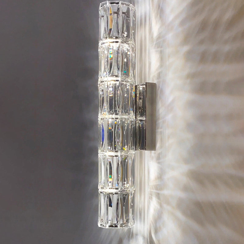 Zylinder Multi-Lights Wandleuchten Moderner Kristallwandmontageleuchte in Chrom