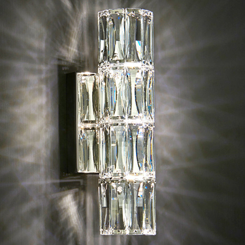 Zylinder Multi-Lights Wandleuchten Moderner Kristallwandmontageleuchte in Chrom