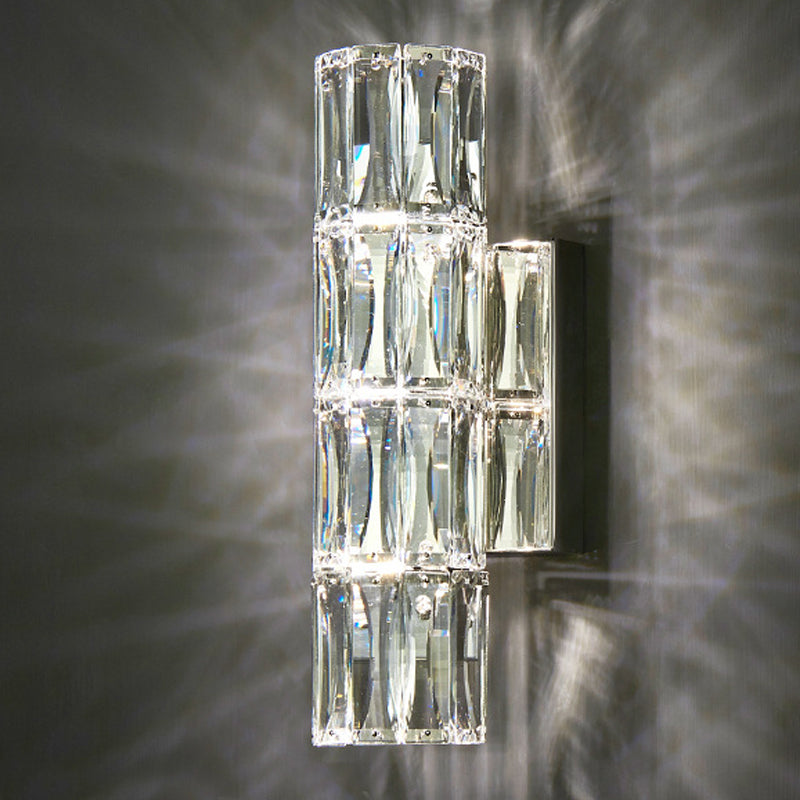 Zylinder Multi-Lights Wandleuchten Moderner Kristallwandmontageleuchte in Chrom