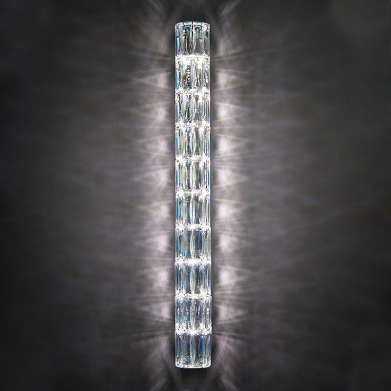 Zylinder Multi-Lights Wandleuchten Moderner Kristallwandmontageleuchte in Chrom