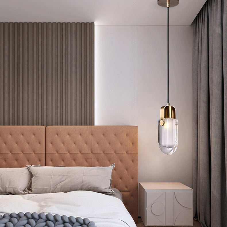 Luce a sospensione in bronzo di cristallo nella moderna lampada sospesa geometrica di rame di lusso per camera da letto