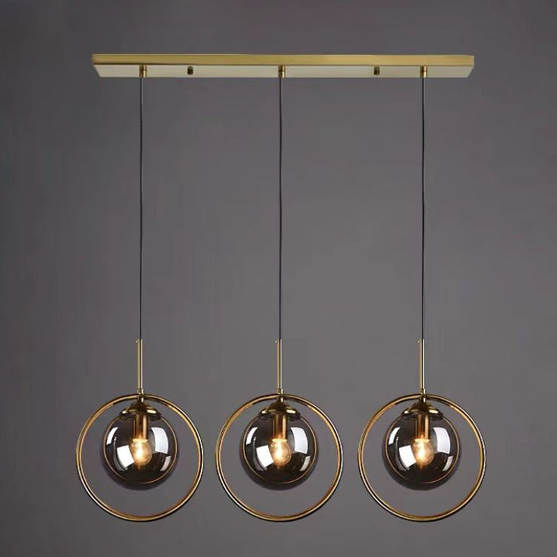 Glasbronze -Anhänger Licht im modernen Luxusstil Iron Globe Hanging Lampe für Innenräume