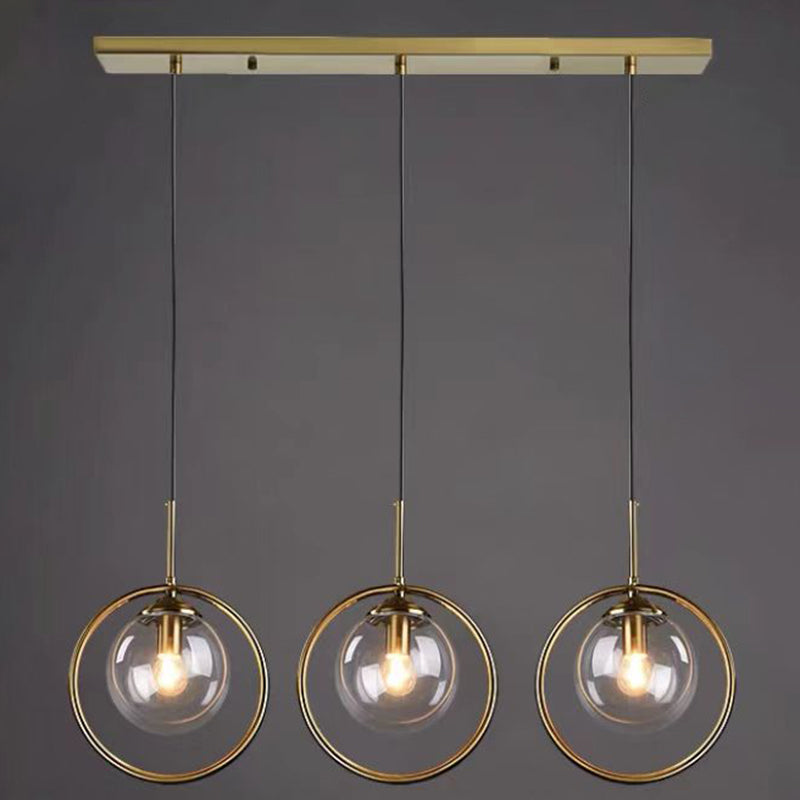 Glasbronze -Anhänger Licht im modernen Luxusstil Iron Globe Hanging Lampe für Innenräume