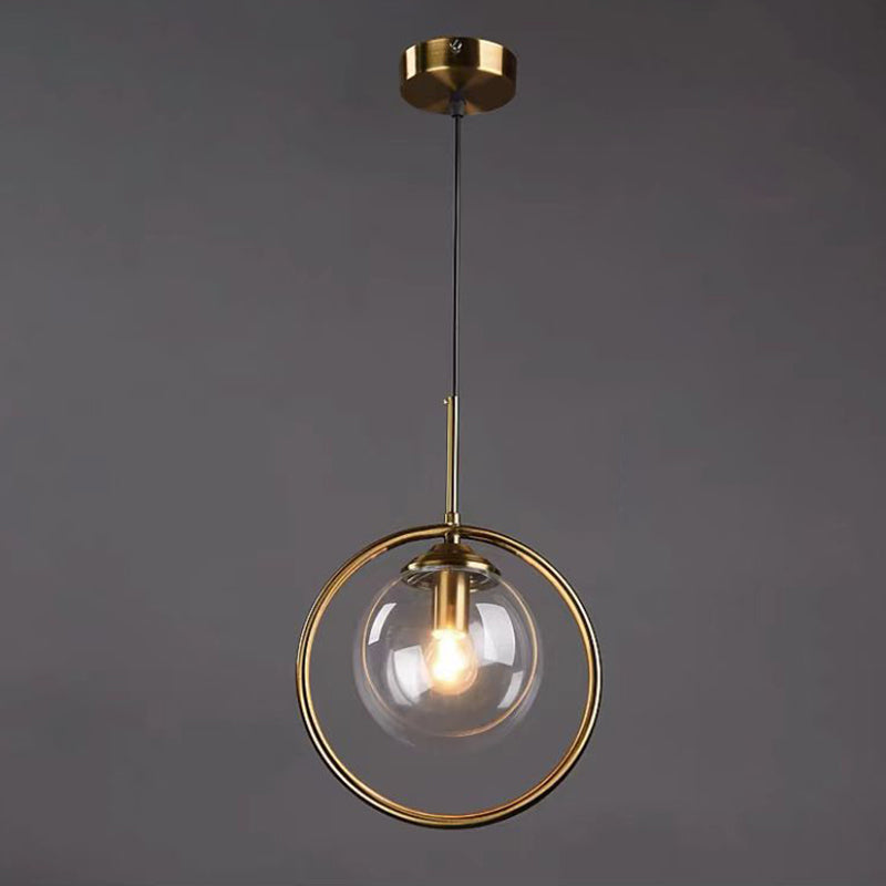 Glasbronze -Anhänger Licht im modernen Luxusstil Iron Globe Hanging Lampe für Innenräume