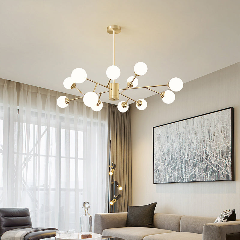 Gouden eenvoud Suspensie hanglamp metalen kroonluchter lamp voor woonkamer