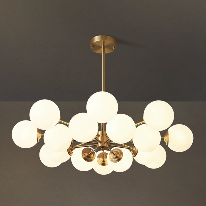 Goud moderne stijl kroonluchter licht wit glas bol tint hangende lamp voor woonkamer