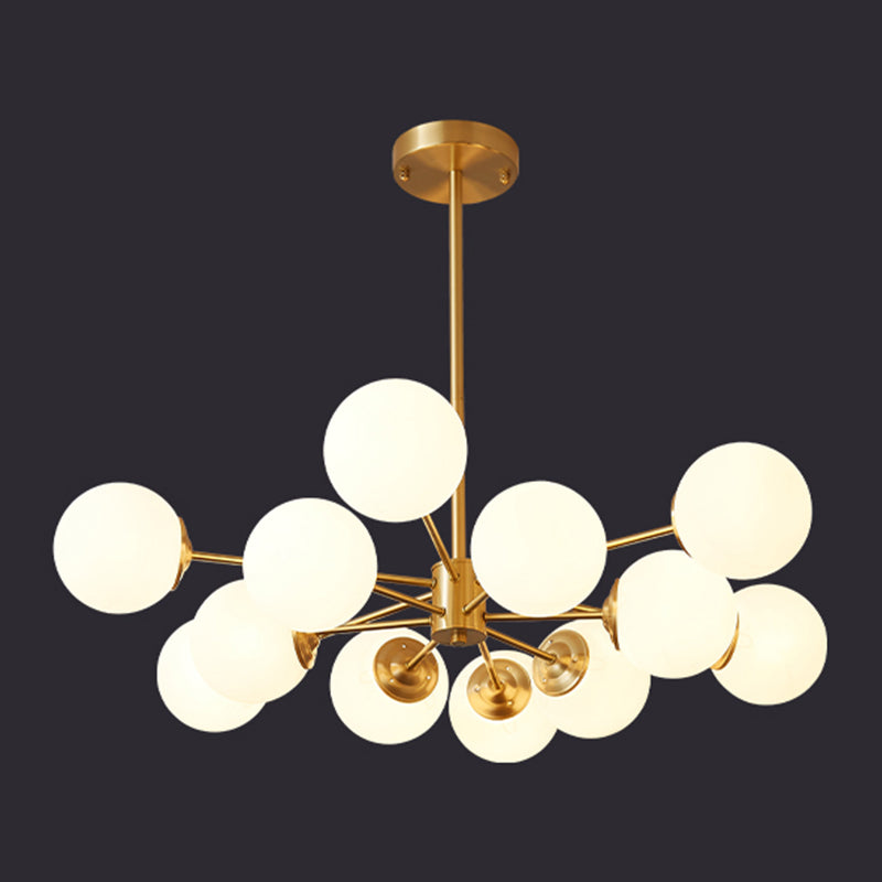 Goud moderne stijl kroonluchter licht wit glas bol tint hangende lamp voor woonkamer