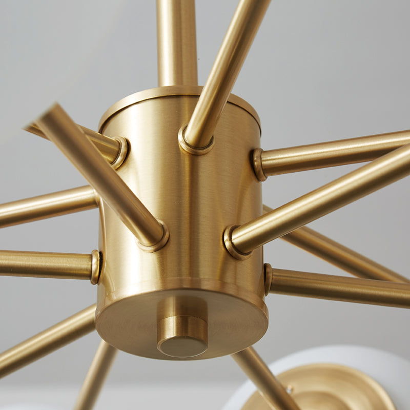 Goud moderne stijl kroonluchter licht wit glas bol tint hangende lamp voor woonkamer