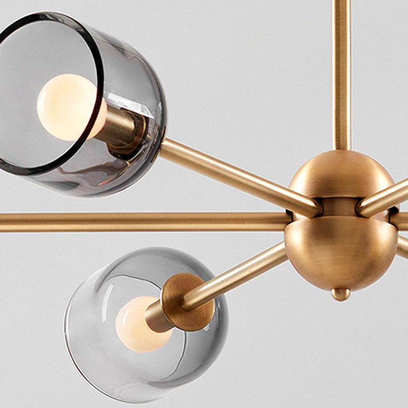 6 lichten metalen kroonluchter licht moderne stijl grijs glas verlichtingsarmaturen voor slaapkamer