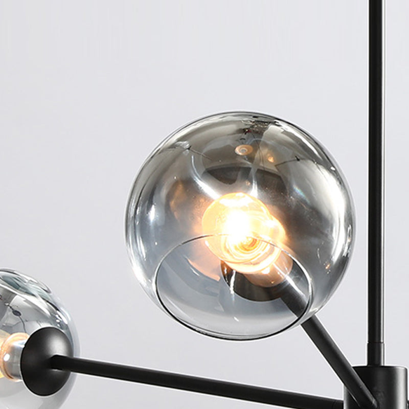 Zwarte moderne stijl kroonluchter licht rookgrijs schaduw 6 lichten verlichtingsarmaturen