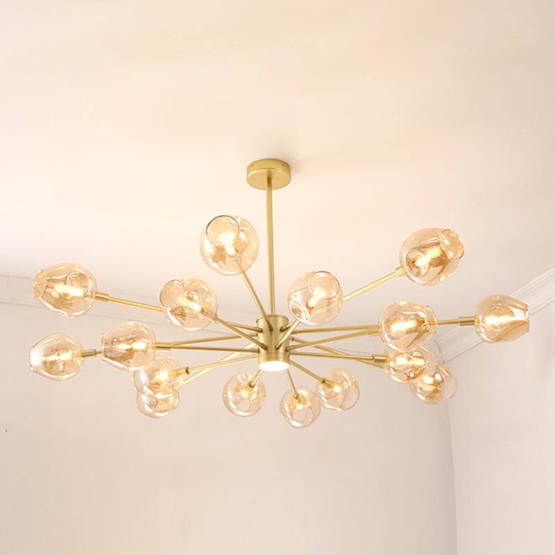 Goud moderne stijl kroonluchter licht sputnik ontwerpglas hanglampje voor slaapkamer